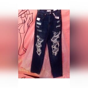 Wax Jean Dark Blue Distressed Skinny Jeans